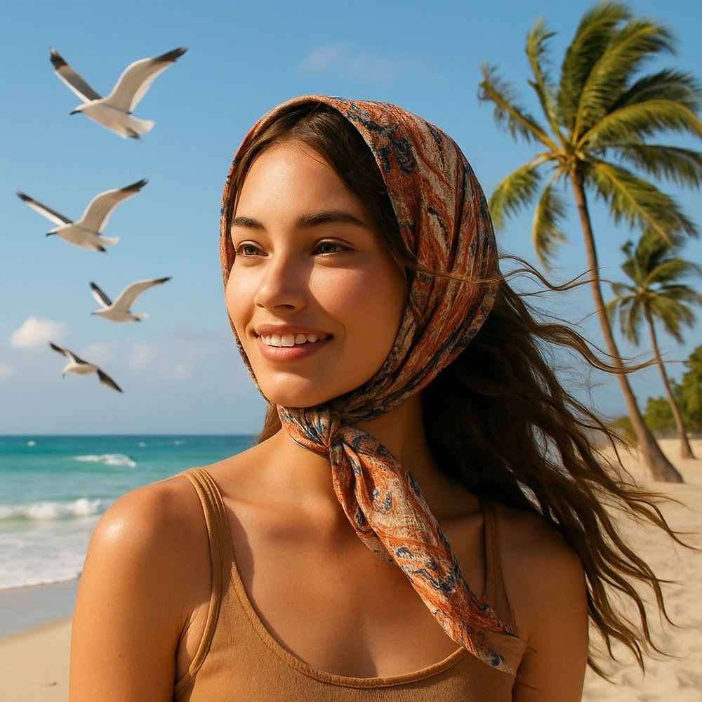 Floral Scarf Roses Paisley Print‎ Lightweight Square Shawl Wrap 46x46